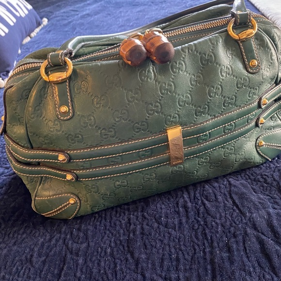 Gucci Guccisma green bag with bamboo zippers vintage authentic - Picture 9 of 9